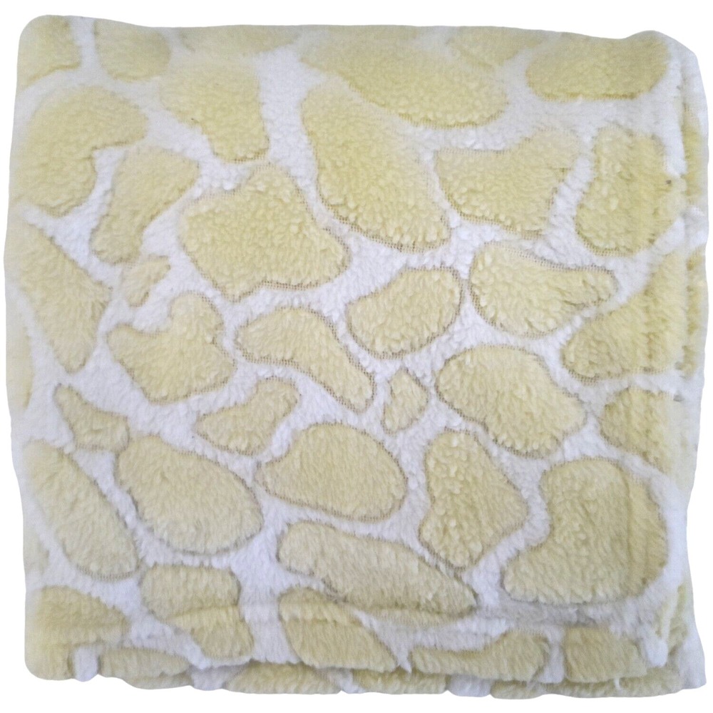 Nuby Yellow White Giraffe Print Baby Blanket Security Lovey Unisex Soft htf‎